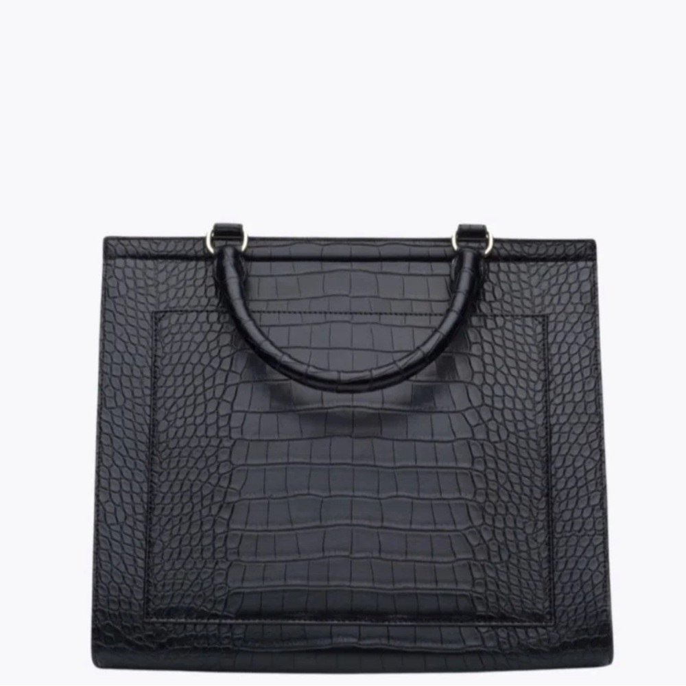 NWT- Modern Picnic - chic insulated Black Crocodile Embossed lunch Bag